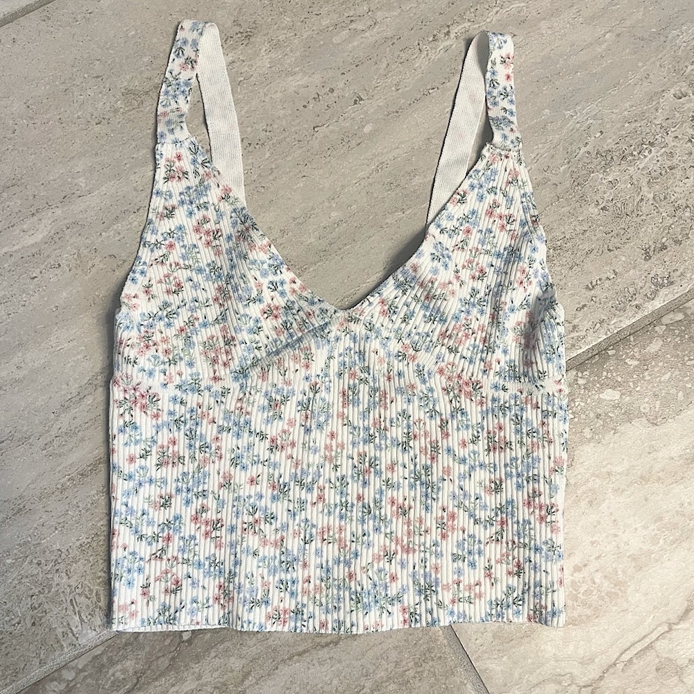 Zara ribbed floral tank